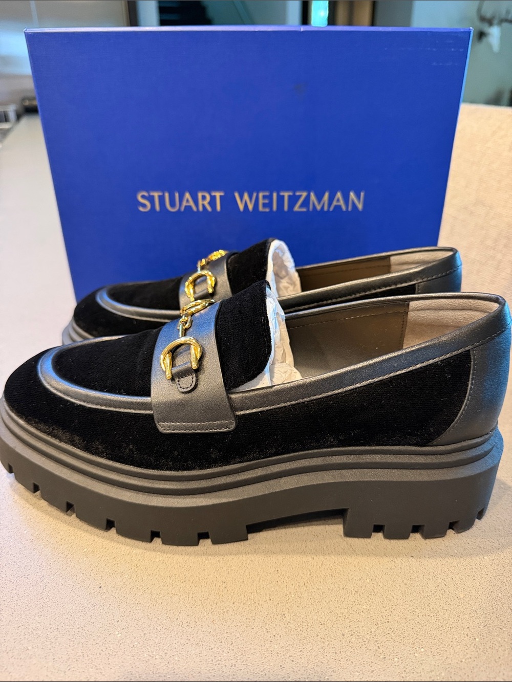 Stuart Weitzman Black Velvet Owen Buckle Ultra Loafer - Picture 5 of 5